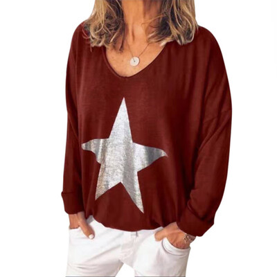 Black T Shirt Women Autumn Sexy Star Print Loose T Shirt V Collar Long Sleeve Casual Wild T-Shirt Tops
Black T Shirt Women Autumn Sexy Star Print Loose T Shirt V Collar Long Sleeve Casual Wild T-Shirt Tops