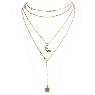 HuaTang Fashion Romantic Multi Layer Pendants Necklace for Women Gold Moon Star Crystal Charm Choker Necklaces Jewelry 5813
HuaTang Fashion Romantic Multi Layer Pendants Necklace for Women Gold Moon Star Crystal Charm Choker Necklaces Jewelry 5813