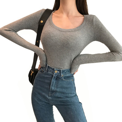 Sexy U Neck Low chest T shirt Long Sleeve Slim Basic T-Shirt For women Wild Solid color Tee top spring top
Sexy U Neck Low chest T shirt Long Sleeve Slim Basic T-Shirt For women Wild Solid color Tee top spring top
