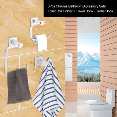 3Pcsset Chrome Bathroom Accessory Sets Toilet Roll Holder Towel Robe Hook Wall MountedChrome Bathroom Sets Towel Robe Hook Set 
3Pcsset Chrome Bathroom Accessory Sets Toilet Roll Holder Towel Robe Hook Wall MountedChrome Bathroom Sets Towel Robe Hook Set