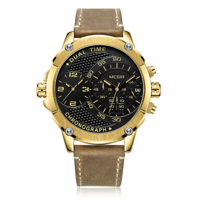MEGIR 2093G Man Watch Quartz Sport Dual Time Zone Leather Watch Digital Analog Waterproof Wrist Watch with Gift Box
MEGIR 2093G Man Watch Quartz Sport Dual Time Zone Leather Watch Digital Analog Waterproof Wrist Watch with Gift Box