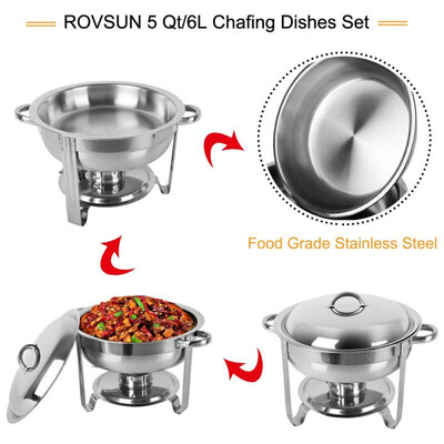 6Pcs Full Size Stainless Steel Chafing Dish with Water Pan&Chafing Fuel HolderComplete Chafer Set5 Quart
6Pcs Full Size Stainless Steel Chafing Dish with Water Pan&Chafing Fuel HolderComplete Chafer Set5 Quart