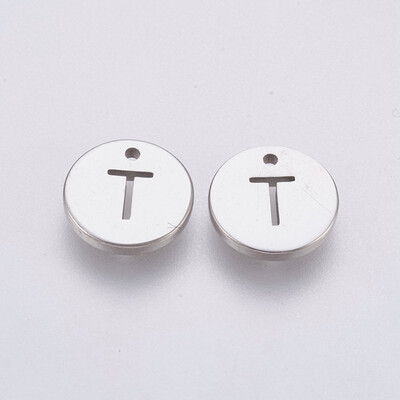 304 Stainless Steel Charms Flat Round with Letter Stainless Steel Color LetterT 10x1mm Hole 1mm
304 Stainless Steel Charms Flat Round with Letter Stainless Steel Color LetterT 10x1mm Hole 1mm