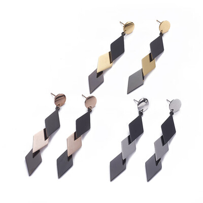 304 Stainless Steel Ear Studs Rhombus Mixed Color 72mm Pendant 61x12x48mm Pin 07mm
304 Stainless Steel Ear Studs Rhombus Mixed Color 72mm Pendant 61x12x48mm Pin 07mm