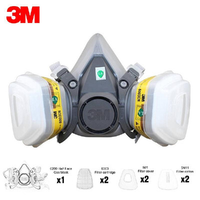 3M 6200 Half Face Gas Mask Respirator with 2Pcs Multi Acid Gas & Organic Vapor Filter Cartridge Filter Cotton Filter Cover
3M 6200 Half Face Gas Mask Respirator with 2Pcs Multi Acid Gas & Organic Vapor Filter Cartridge Filter Cotton Filter Cover