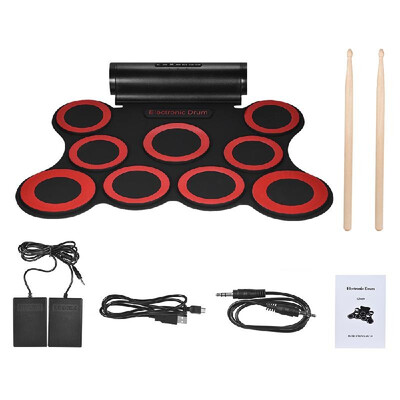 Portable Stereo Digital Electronic Roll Up Drum Kit 9 Silicon Drum Pads Built-in Double 3W Speakers USB Powered with Drumsticks Fo
Portable Stereo Digital Electronic Roll Up Drum Kit 9 Silicon Drum Pads Built-in Double 3W Speakers USB Powered with Drumsticks Fo
