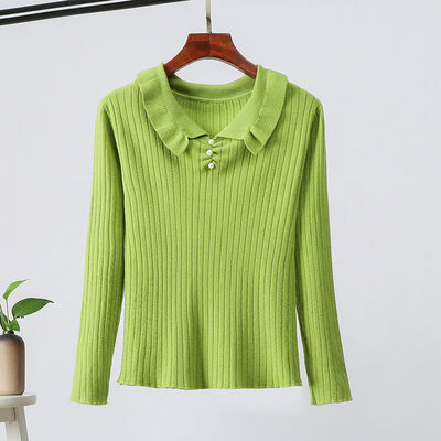 Korean Style Solid Color Pearl Decoration Sweater Fashion Sweet Long-sleeved Womens Knit Pullover
Korean Style Solid Color Pearl Decoration Sweater Fashion Sweet Long-sleeved Womens Knit Pullover