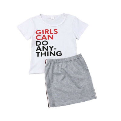 Summer Baby Girl Casual Skirt Sets Letter Printing Short Sleeve Top And Solid Skirt Children Toddler Kids Two-piece Outfit Set
Summer Baby Girl Casual Skirt Sets Letter Printing Short Sleeve Top And Solid Skirt Children Toddler Kids Two-piece Outfit Set