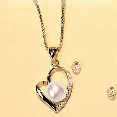 Gift Women Fashion 925 Sterling Silver Pearl Necklace Heart Crystal Pendant Gifts For Girls
Gift Women Fashion 925 Sterling Silver Pearl Necklace Heart Crystal Pendant Gifts For Girls