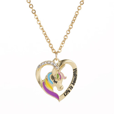 New Women Girls Fashion Unicorn Heart Pendnat Necklace Colorful Horse Pendent Pony Drop Oil Jewelry Gift
New Women Girls Fashion Unicorn Heart Pendnat Necklace Colorful Horse Pendent Pony Drop Oil Jewelry Gift