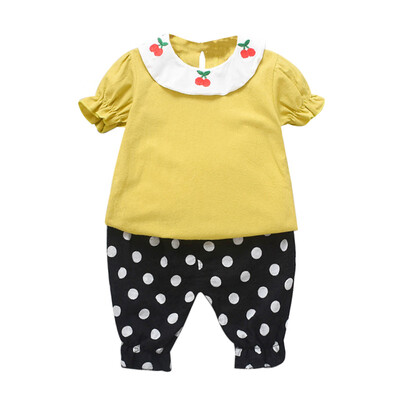 Summer Baby Girl Clothes Embroidery Cherry Print Short Sleeve T-shirt Blouse Dot Pants Casual Clothes
Summer Baby Girl Clothes Embroidery Cherry Print Short Sleeve T-shirt Blouse Dot Pants Casual Clothes