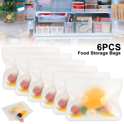 6Pcs Reusable Food Storage Bags Large Set of 6 Leak-Proof Freezer-Proof Bags Extra Thick PEVA Plastic
6Pcs Reusable Food Storage Bags Large Set of 6 Leak-Proof Freezer-Proof Bags Extra Thick PEVA Plastic