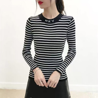 Women Autumn Winter Stripes Print Slim Long-Sleeved Round Collar Slim Bottom Knit Sweater
Women Autumn Winter Stripes Print Slim Long-Sleeved Round Collar Slim Bottom Knit Sweater