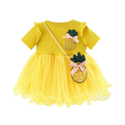 Summer Baby Girl Short Sleeve Princess Dress with Pineapple Shape Bag Patchwork Dresses
Summer Baby Girl Short Sleeve Princess Dress with Pineapple Shape Bag Patchwork Dresses