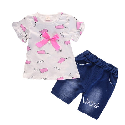 Summer Childrens Sets Baby Girls Short Sleeve T-Shirt Pants Set Casual Denim Pant 2 Pcsset Girls Clothes Set Summer
Summer Childrens Sets Baby Girls Short Sleeve T-Shirt Pants Set Casual Denim Pant 2 Pcsset Girls Clothes Set Summer