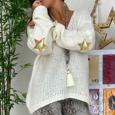 Tailored Women Fashion Star Print Knitted V-Neck Long Sleeve Sweater Loose Top Blouse
Tailored Women Fashion Star Print Knitted V-Neck Long Sleeve Sweater Loose Top Blouse