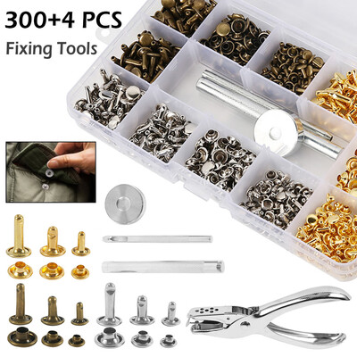 New 300 Sets Leather Rivets 3 Sizes Double Cap Rivet with Fixing Tool Kit for DIY Leather Craft Rivets Replacement 6mm 8mm 12mm
New 300 Sets Leather Rivets 3 Sizes Double Cap Rivet with Fixing Tool Kit for DIY Leather Craft Rivets Replacement 6mm 8mm 12mm