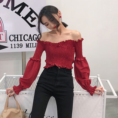 Women Crop Top Fashion sexy Slash neck top T-shirt Autumn new Elegant white Black Red party Solid Color Soft Elastic clothing
Women Crop Top Fashion sexy Slash neck top T-shirt Autumn new Elegant white Black Red party Solid Color Soft Elastic clothing