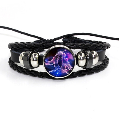 Retro Leather Rope Twelve Constellations Time Gem Weaving Bracelet Fashion Wild Men Women Accessories
Retro Leather Rope Twelve Constellations Time Gem Weaving Bracelet Fashion Wild Men Women Accessories