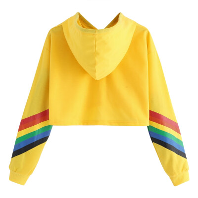Fashion Women Spring Autumn Hoodie Long Sleeve Letter Print Rainbow Striped Hooded Pullover Sweatshirt
Fashion Women Spring Autumn Hoodie Long Sleeve Letter Print Rainbow Striped Hooded Pullover Sweatshirt