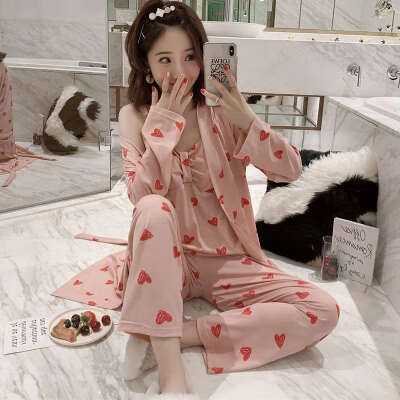 Woman Autumn Sexy Pajamas Set Printed Sling Sleepwear 3 Peices Long Sleeves Soft Comfort Homewear Sexy Robe Sleepwear
Woman Autumn Sexy Pajamas Set Printed Sling Sleepwear 3 Peices Long Sleeves Soft Comfort Homewear Sexy Robe Sleepwear