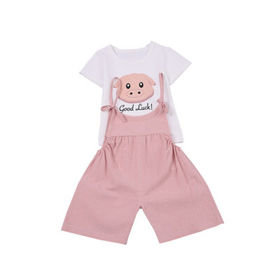 Summer Baby Girl Short Sleeve Cotton T-shirt Blouse Cartoon Print Strap Shorts Casual Outfits Set Cute Kids Clothes
Summer Baby Girl Short Sleeve Cotton T-shirt Blouse Cartoon Print Strap Shorts Casual Outfits Set Cute Kids Clothes