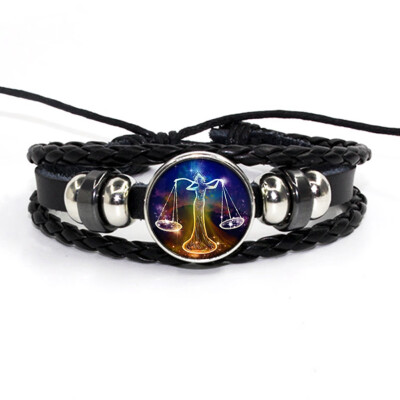 Retro Leather Rope Twelve Constellations Time Gem Weaving Bracelet Fashion Wild Men Women Accessories
Retro Leather Rope Twelve Constellations Time Gem Weaving Bracelet Fashion Wild Men Women Accessories