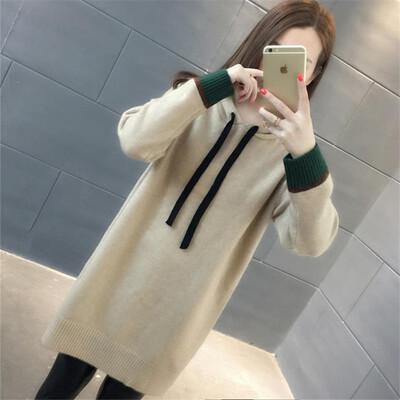 Medium&long loose hooded knitted winter 2018 womens wear new woollen sweater Korean version of the pure color sweater coat
Medium&long loose hooded knitted winter 2018 womens wear new woollen sweater Korean version of the pure color sweater coat