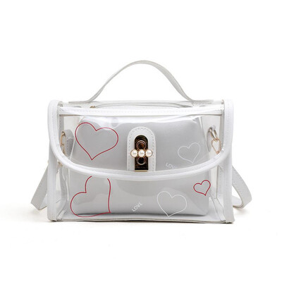 Two-Pieces Set Women Transparent Shoulder Bag Clear Jelly Bag Tote Casual Handbag Girl Messenger Crossbody Bag 
Two-Pieces Set Women Transparent Shoulder Bag Clear Jelly Bag Tote Casual Handbag Girl Messenger Crossbody Bag