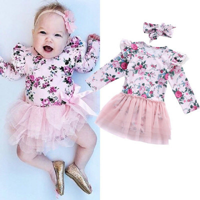 Newborn Baby Girls Floral Print Long Sleeve Lace Design Mesh Rompers Dress With Headband 2019
Newborn Baby Girls Floral Print Long Sleeve Lace Design Mesh Rompers Dress With Headband 2019