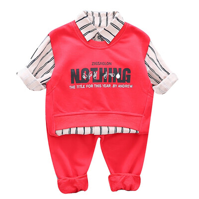 Autumn Baby Boy Cute Long Sleeve Handsome Striped Print Shirt Letters Sleeveless Sweatshirt Trousers Casual Outfits
Autumn Baby Boy Cute Long Sleeve Handsome Striped Print Shirt Letters Sleeveless Sweatshirt Trousers Casual Outfits