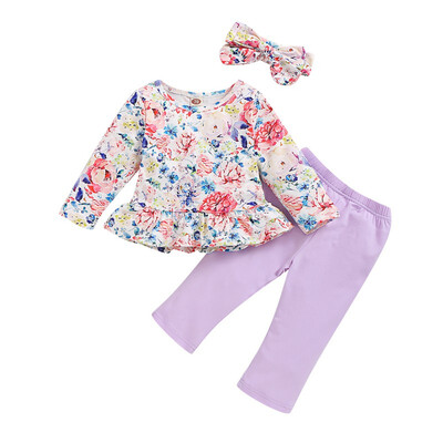 Children\s Sets Autumn Baby Girls Clothes Baby Girls Three Piece Girls Flowers Long Sleeved Shirt Solid Color Trousers Hairband
Children\s Sets Autumn Baby Girls Clothes Baby Girls Three Piece Girls Flowers Long Sleeved Shirt Solid Color Trousers Hairband