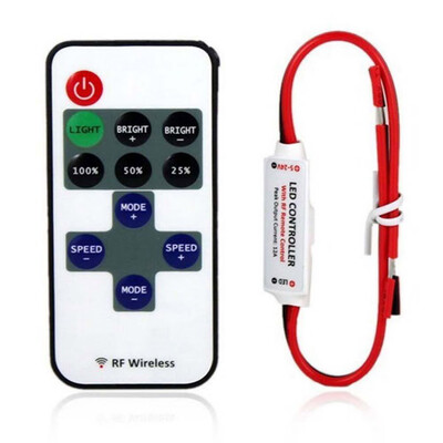 〖Follure〗Mini 12V RF Wireless Remote Switch Controller Inline Dimmer for LED Strip Light