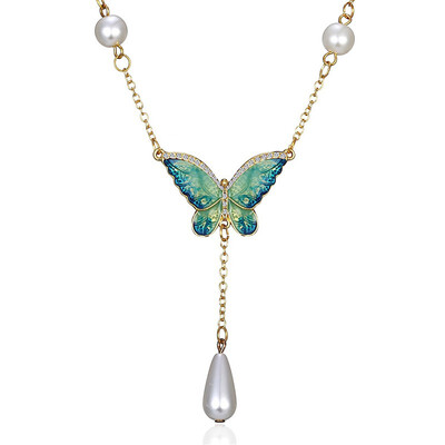 Crystal Metal Printing Butterfly Necklace For Women Imitation Pearl Insect jewelry butterfly Pendant Long Necklace Chain
Crystal Metal Printing Butterfly Necklace For Women Imitation Pearl Insect jewelry butterfly Pendant Long Necklace Chain