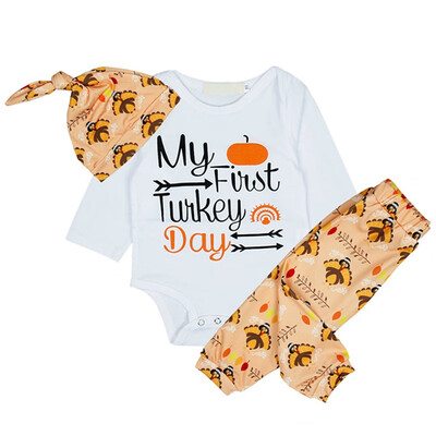 High Quality Newborn Long Letter RomperCartoon PantsPrint Hat 3pcs Clothing Sets New Baby Girls Boys Thanksgiving Clothes Sets
High Quality Newborn Long Letter RomperCartoon PantsPrint Hat 3pcs Clothing Sets New Baby Girls Boys Thanksgiving Clothes Sets