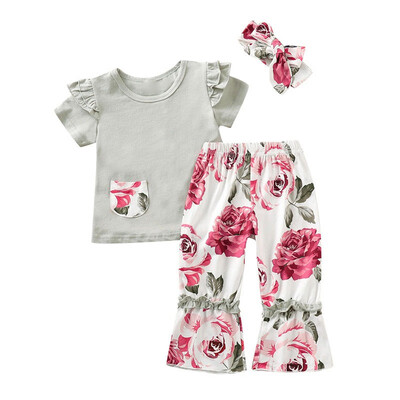 Baby Girls Short Flare Sleeve Blouse T-shirt Summer Flower Trousers With Headband Outfits Clothes
Baby Girls Short Flare Sleeve Blouse T-shirt Summer Flower Trousers With Headband Outfits Clothes