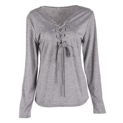 Spring Fall Women Clothes Casual Bandage Lace Up Long-Sleeve TShirt Women Sexy Deep V T-shirts Female Tops 5 Colors LM93
Spring Fall Women Clothes Casual Bandage Lace Up Long-Sleeve TShirt Women Sexy Deep V T-shirts Female Tops 5 Colors LM93