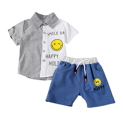 Summer Baby Boys Clothes Short Sleeve Smile Print Tops Blouse ShirtsShorts Casual Outfits Striped Baby Clothing Sets
Summer Baby Boys Clothes Short Sleeve Smile Print Tops Blouse ShirtsShorts Casual Outfits Striped Baby Clothing Sets