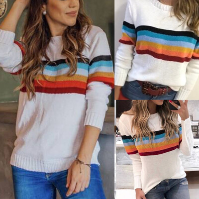 Tailored Women O-Neck Patchwork Stripe Pullover long Sleeve Loose Knitted Sweater Tops
Tailored Women O-Neck Patchwork Stripe Pullover long Sleeve Loose Knitted Sweater Tops