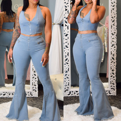 Toponeto Womens Button Zipper Pocket Jeans Casual Denim Flares Sexy Set Tops Pants Suit
Toponeto Womens Button Zipper Pocket Jeans Casual Denim Flares Sexy Set Tops Pants Suit