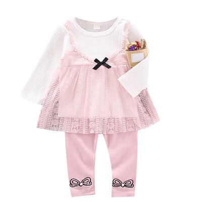 Spring Autumn Baby Girls Casual Cute Lace Design Long Sleeve Dress With Cropped Trousers Kids Toddler Sundress Two-piece Set
Spring Autumn Baby Girls Casual Cute Lace Design Long Sleeve Dress With Cropped Trousers Kids Toddler Sundress Two-piece Set