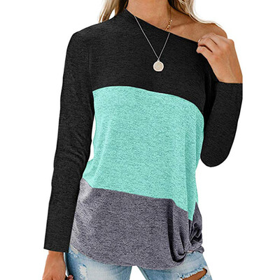 Female T-shirt Color Matching Women T-shirts Skew Collar Long Sleeve Ladies Tops Shirt Autumn Winte Casual Loose Tee Tops
Female T-shirt Color Matching Women T-shirts Skew Collar Long Sleeve Ladies Tops Shirt Autumn Winte Casual Loose Tee Tops