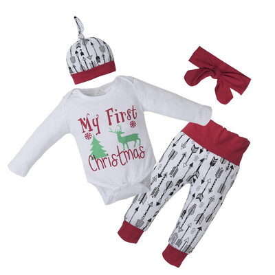 Hot Sale Christmas Childrens 4 Piece Set Long Sleeve Romper Pants Headwear Hat Set Kids Baby Clothing Set
Hot Sale Christmas Childrens 4 Piece Set Long Sleeve Romper Pants Headwear Hat Set Kids Baby Clothing Set