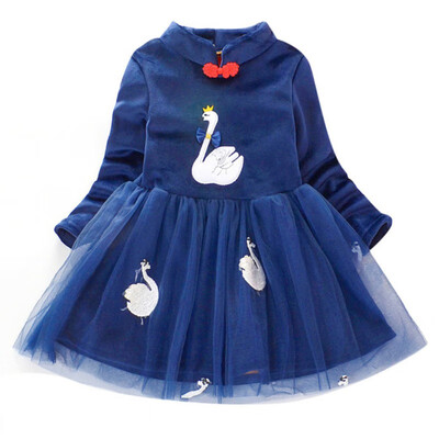 Autumn Kids Dresses For Girls Chinese Traditional Dress Cute Mesh Stitching Plus Velvet Embroidery Swan Collar Princess Dress
Autumn Kids Dresses For Girls Chinese Traditional Dress Cute Mesh Stitching Plus Velvet Embroidery Swan Collar Princess Dress