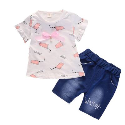 Summer Childrens Sets Baby Girls Short Sleeve T-Shirt Pants Set Casual Denim Pant 2 Pcsset Girls Clothes Set Summer
Summer Childrens Sets Baby Girls Short Sleeve T-Shirt Pants Set Casual Denim Pant 2 Pcsset Girls Clothes Set Summer