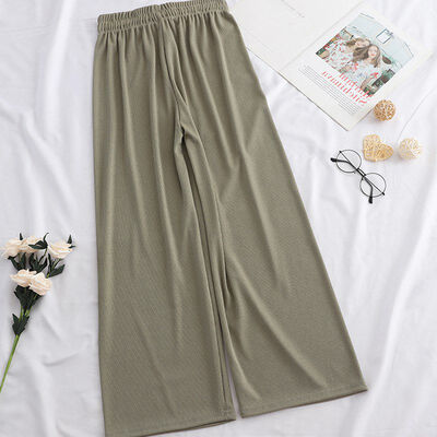 Women Pants Wide Leg Solid Pleated Capris Autumn Summer Elegant Casual Elastic Lady Nine pants Female clothing
Women Pants Wide Leg Solid Pleated Capris Autumn Summer Elegant Casual Elastic Lady Nine pants Female clothing