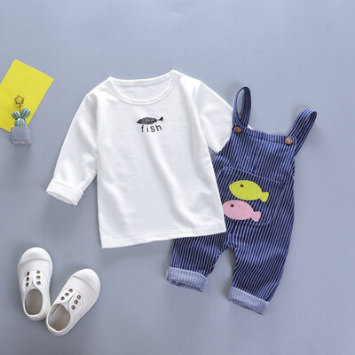 Size 80-120 Newborn Boy Girl Autumn Outfits Baby Clothing Long Sleeve TopsStrap Cute Fish Print Trousers Party Casual Suits
Size 80-120 Newborn Boy Girl Autumn Outfits Baby Clothing Long Sleeve TopsStrap Cute Fish Print Trousers Party Casual Suits