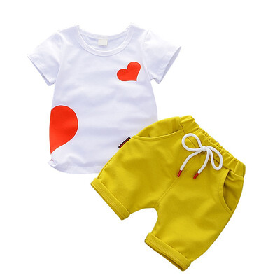 Summer Kids Baby Set Boys Girls Printed Heart White T-Shirt Solid Shorts Girls Two Piece Set Suits Childrens Clothing
Summer Kids Baby Set Boys Girls Printed Heart White T-Shirt Solid Shorts Girls Two Piece Set Suits Childrens Clothing