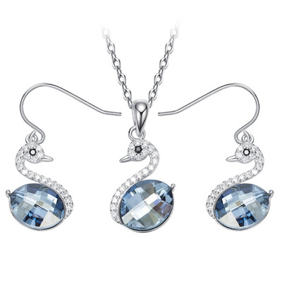 925 Sterling Silver Cute Swan Cats Pendant Necklace Earring White Gold Plated Women Jewelry Made with Swarovski Crystals Sets Gift
925 Sterling Silver Cute Swan Cats Pendant Necklace Earring White Gold Plated Women Jewelry Made with Swarovski Crystals Sets Gift