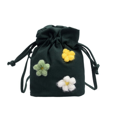 

2019 Women Girls New Style Fashion Design Casual Small Floral Pocket Money Bag All-match Drawstring Beam Pocket Canvas Bag